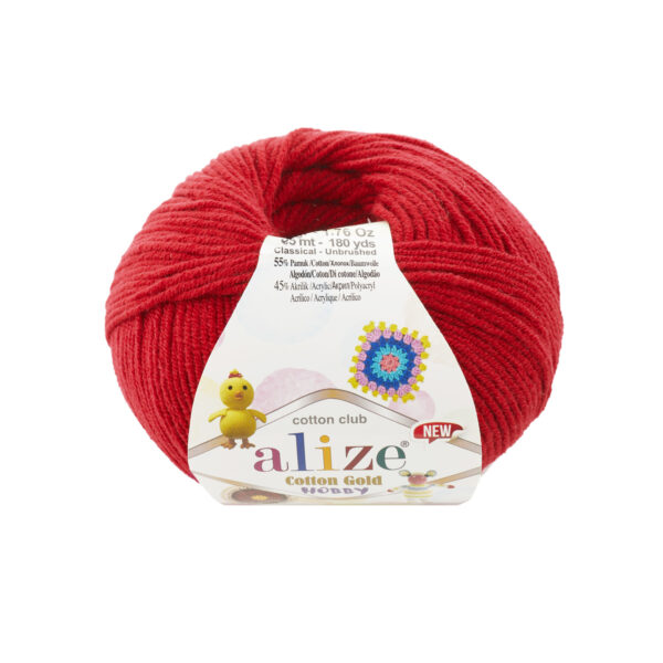 пряжа Alize Cotton Gold Hobby NEW 56 (красный)