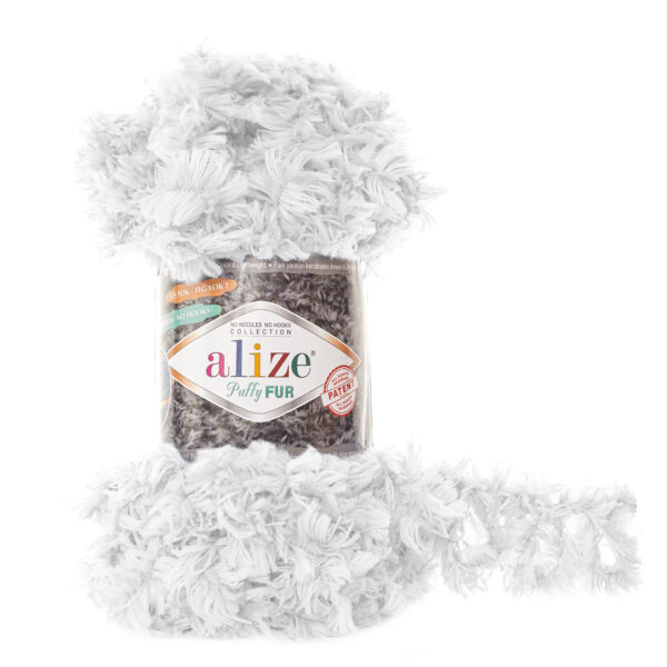 Пряжа Alize Puffy Fur 6100 белый