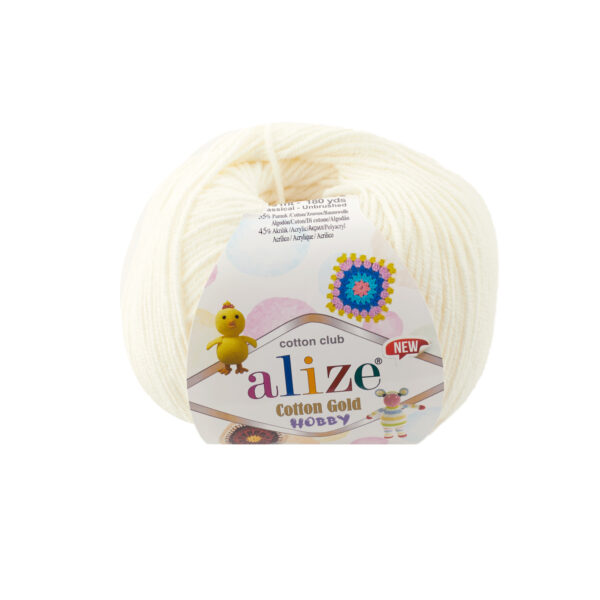 пряжа Alize Cotton Gold Hobby NEW 62 (молочный)