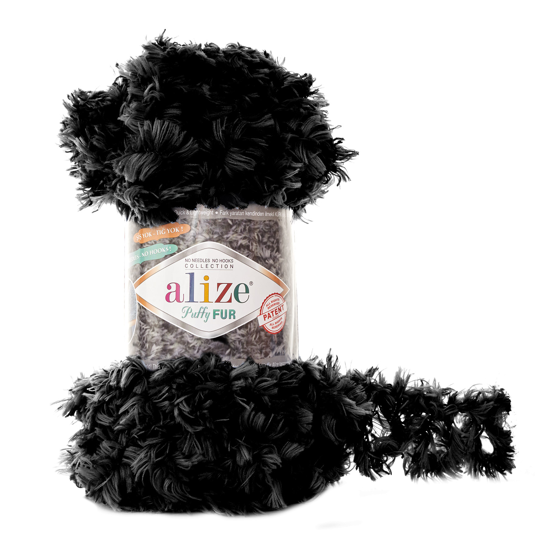 Пряжа Alize Puffy Fur 6101 черный