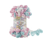 Пряжа Alize Puffy Color 6377 розовый-мята-белый