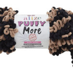 Пряжа Alize Puffy More 6289 бежево-черный