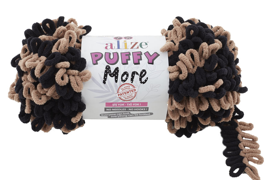 Пряжа Alize Puffy More 6289 бежево-черный