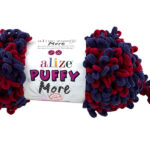 Пряжа Alize Puffy More 6268 синий-красный