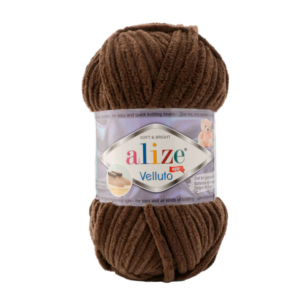 Пряжа Alize Velluto 493 (тёмно-коричневый)